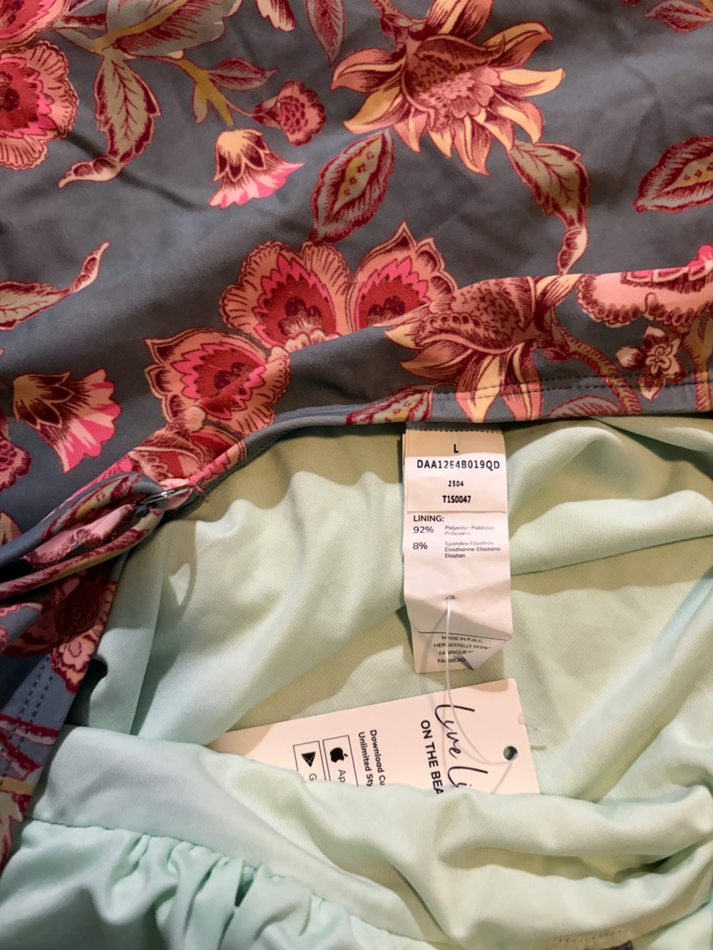 Cupshe Floral One-Piece Swimsuit in Slate Blue and Pink - Picture 5 of 5
